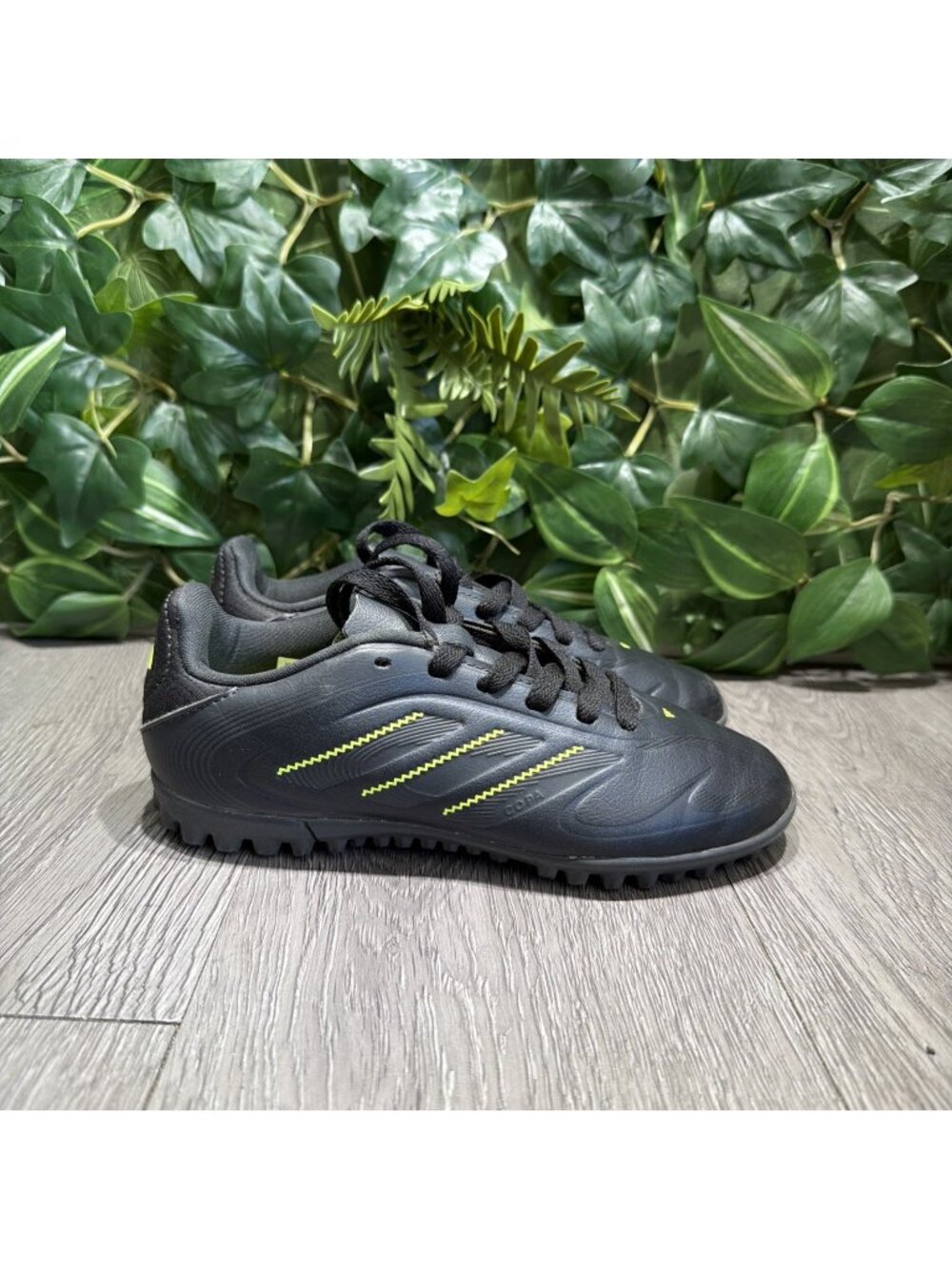 Adidas Copa Pure III Club Turf Kids Size 1 Youth Black Green Soccer Shoes